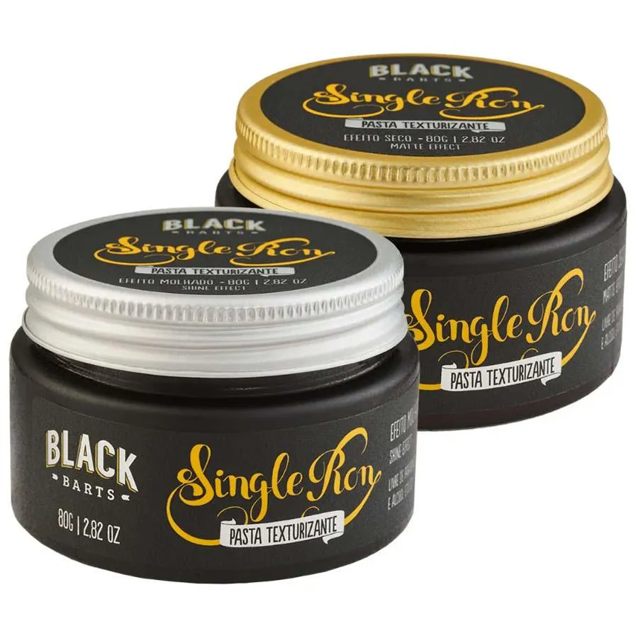 KIT CABELO POMADA EFEITO MATTE + EFEITO MOLHADO 80G SINGLE RON BLACK BARTS