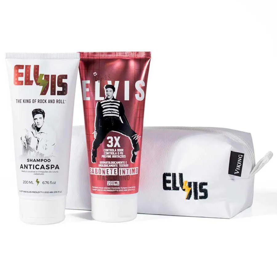 KIT NECESSAIRE LAS VEGAS: SHAMPOO ANTICASPA + SABONETE ÍNTIMO ELVIS PRESLEY VIKING