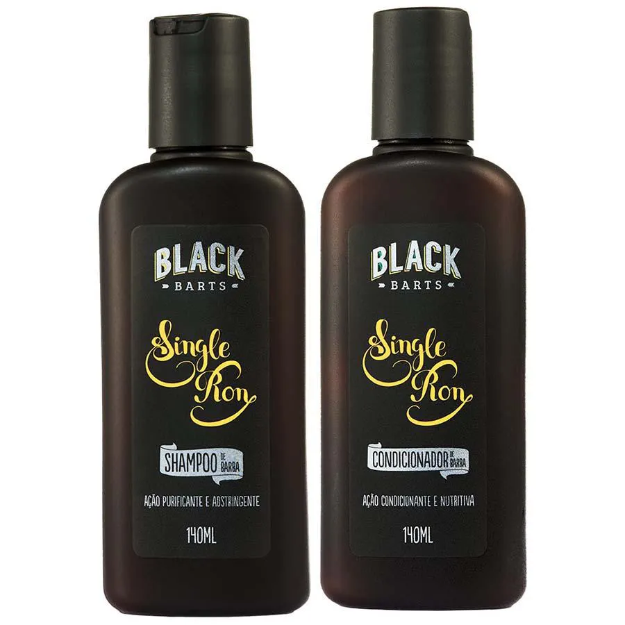 KIT BARBA SHAMPOO + CONDICIONADOR SINGLE RON 140ML BLACK BARTS