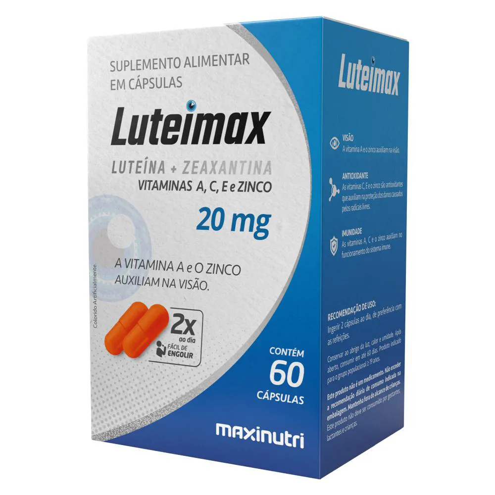 LUTEIMAX LUTEíNA E ZEAXANTINA 20MG 60 CáPSULAS MAXINUTRI