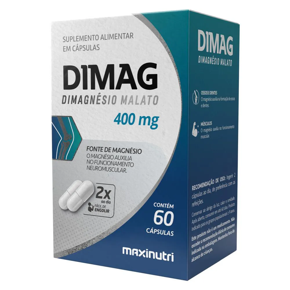 DIMAG DIMALATO DE MAGNESIO 400MG 60 CAPSULAS MAXINUTRI