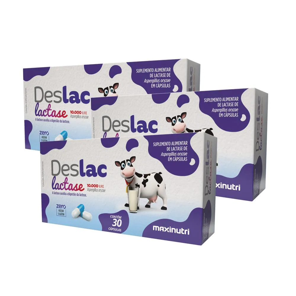 KIT 3 DESLAC LACTASE 10.000 FCC 30 CáPSULAS MAXINUTRI