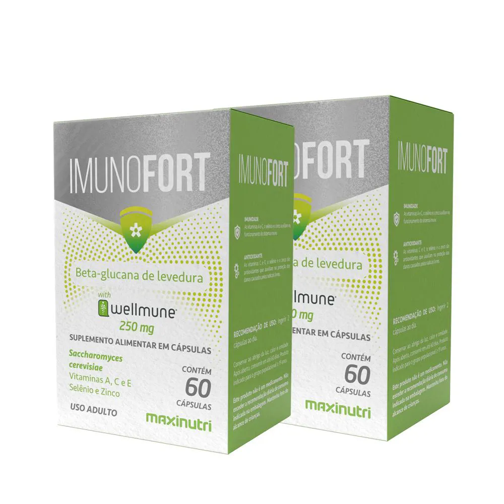 KIT 2 IMUNOFORT WELLMUNE + VITAMINAS 60 CAPSULAS MAXINUTRI