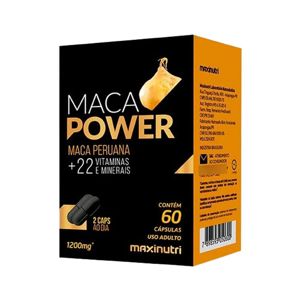 MACA POWER 1200MG VITAMINAS E MINERAIS 60 CAPS MAXINUTRI