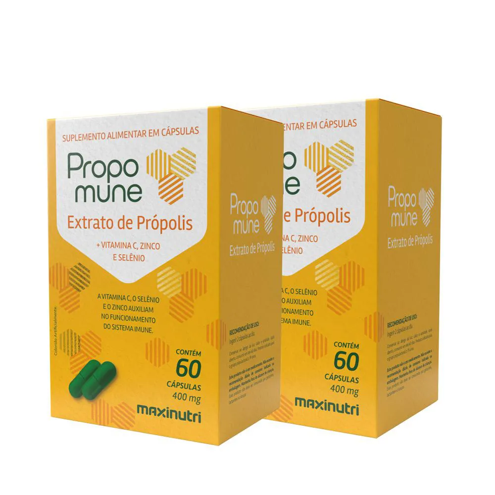 KIT 2 PROPOMUNE PRóPOLIS VITAMINA C ZINCO 60 CAPS MAXINUTRI