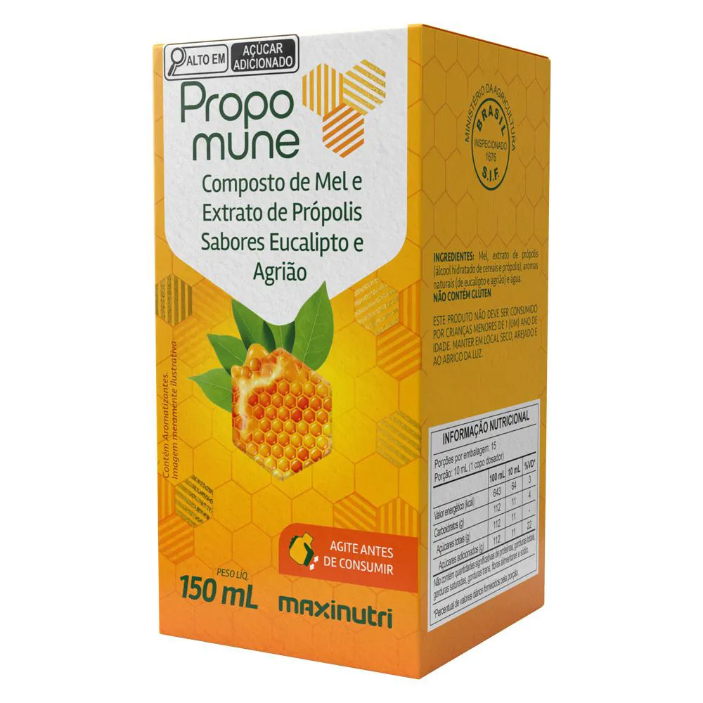 PROPOMUNE XAROPE MEL PRóPOLIS EUCALIPTO AGRIAO 150 ML MAXINUTRI