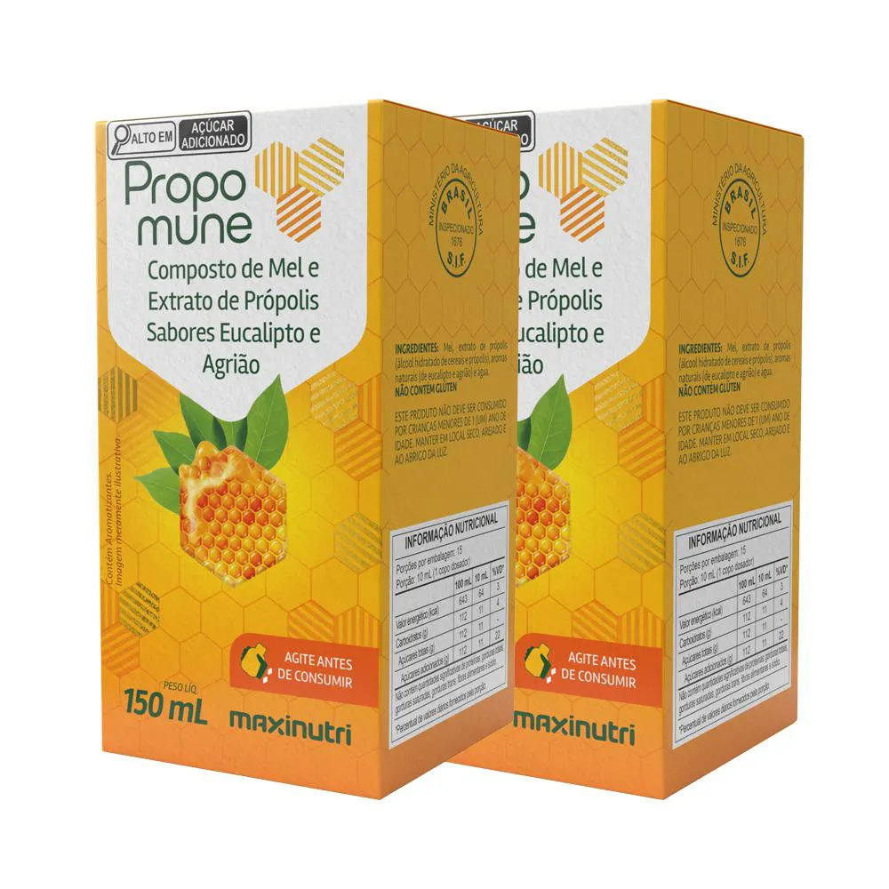 KIT 2 PROPOMUNE XAROPE PRóPOLIS EUCALIPTO 150 ML MAXINUTRI