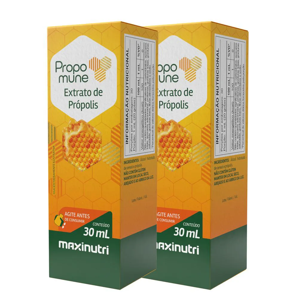 KIT 2 PROPOMUNE EXTRATO PRóPOLIS 30ML CONCENTRADO MAXINUTRI