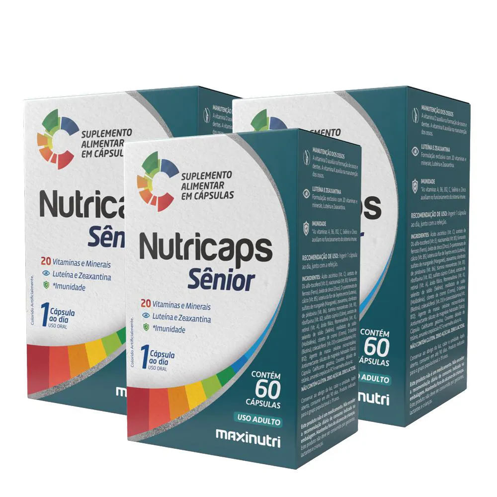 KIT 3 NUTRICAPS SENIOR POLIVITAMINICO 60 CAPSULAS MAXINUTRI