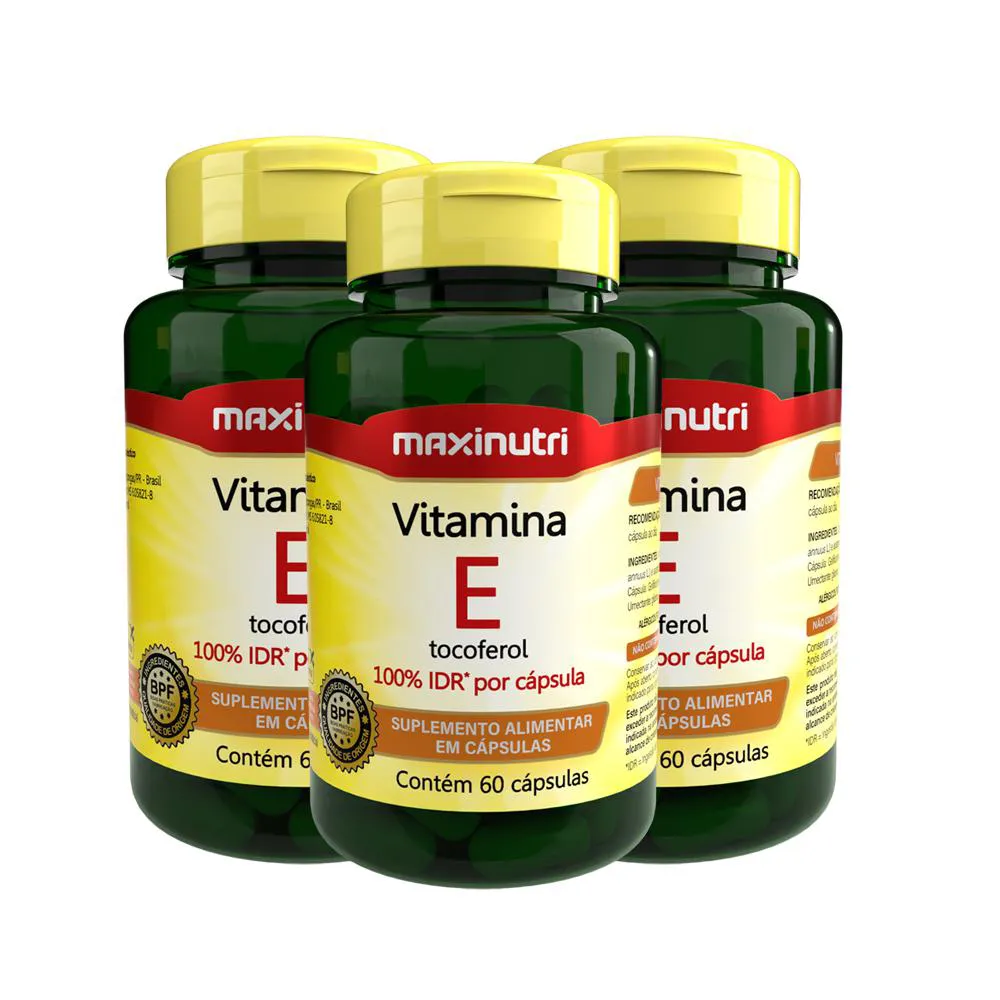 KIT 3 VITAMINA E 100% IDR 60 CAPSULAS MAXINUTRI