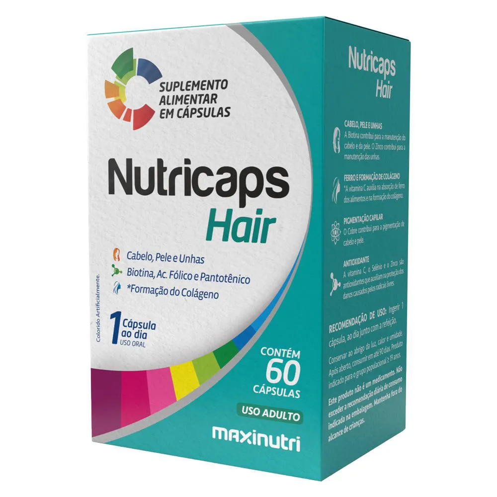 NUTRICAPS HAIR POLIVITAMINICO 60 CáPSULAS MAXINUTRI