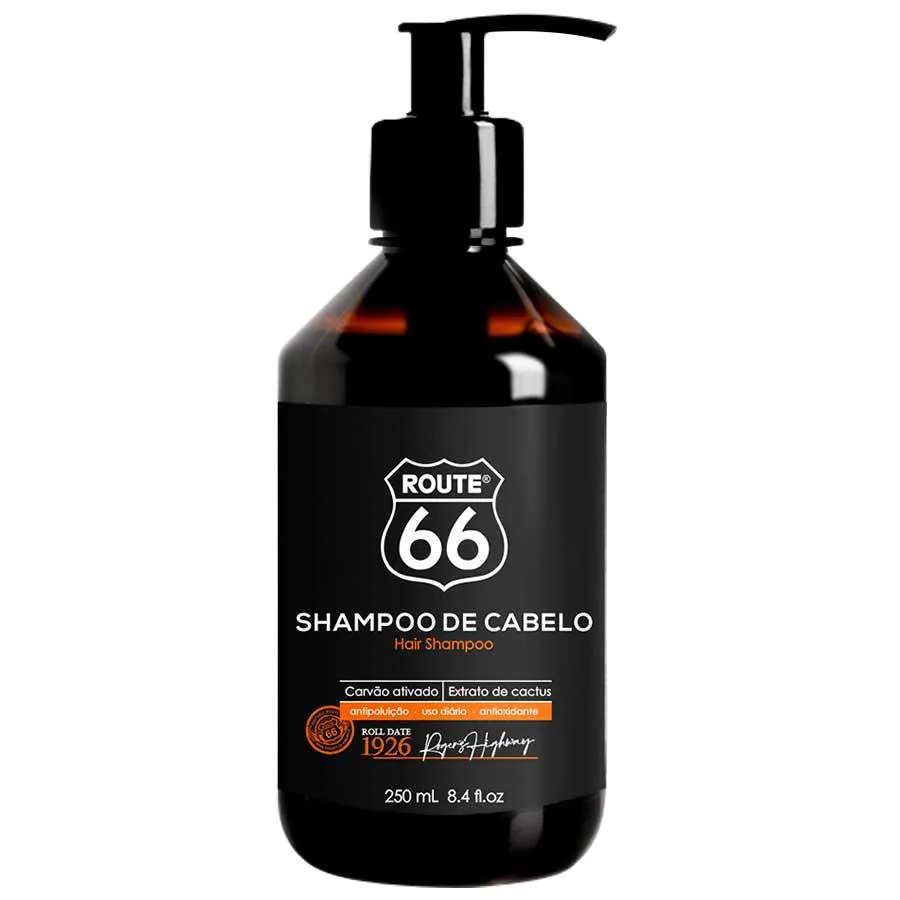 SHAMPOO DE CABELO ROUTE 66 ANTIPOLUIçãO COM CARVãO ATIVADO 250ML VIKING