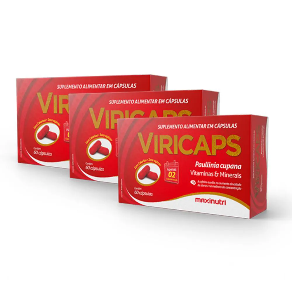 KIT 3 VIRICAPS POLIVITAMíNICO ENERGéTICO 60 CAPS MAXINUTRI
