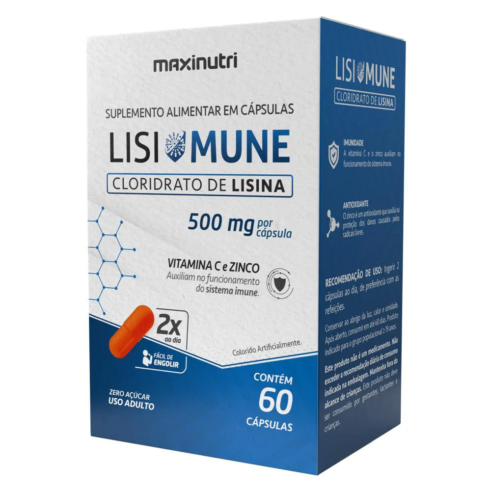 LISIMUNE CLORIDRATO DE LISINA + ZINCO 60 CáPSULAS MAXINUTRI