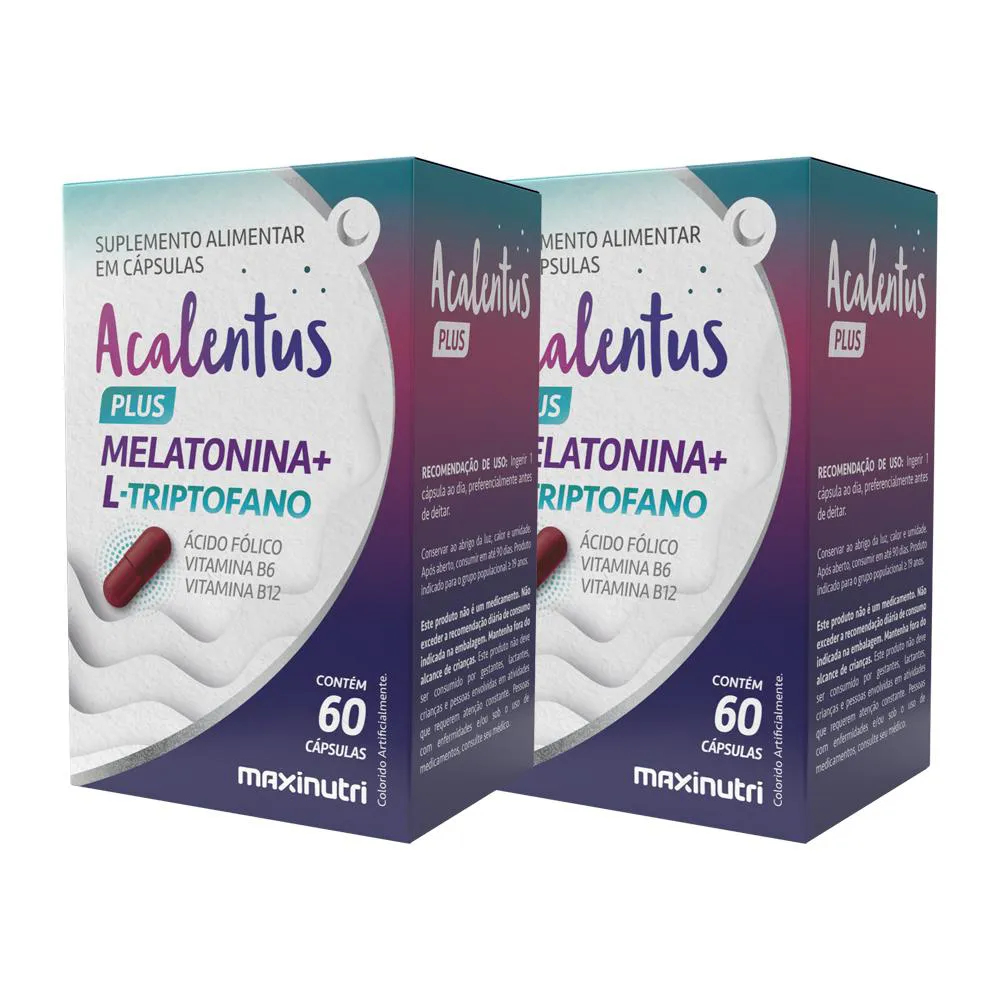 KIT 2 ACALENTUS PLUS MELATONINA + L TRIPTOFANO 60 CáPS MAXINUTRI