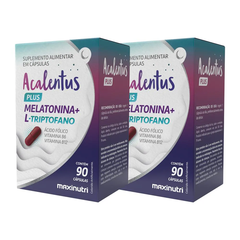 KIT 2 ACALENTUS PLUS MELATONINA + L TRIPTOFANO 90 CáPS MAXINUTRI