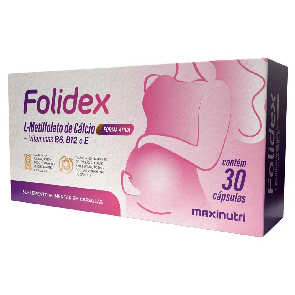 FOLIDEX L-METILFOLATO VITAMINAS B6-B12-E 30 CáPSULAS MAXINUTRI