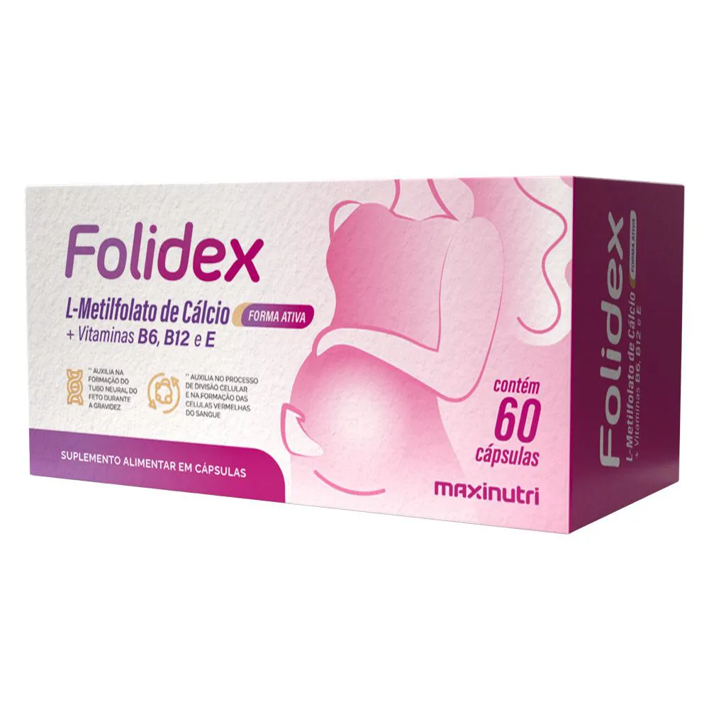 FOLIDEX METILFOLATO 420MCG G + VITAMINAS B6-B12-E 60 CáPS MAXINUTRI