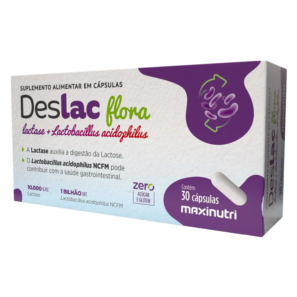 DESLAC FLORA LACTASE + LACTOBACILLUS ACIDOPHILUS 30 CáPS MAXINUTRI