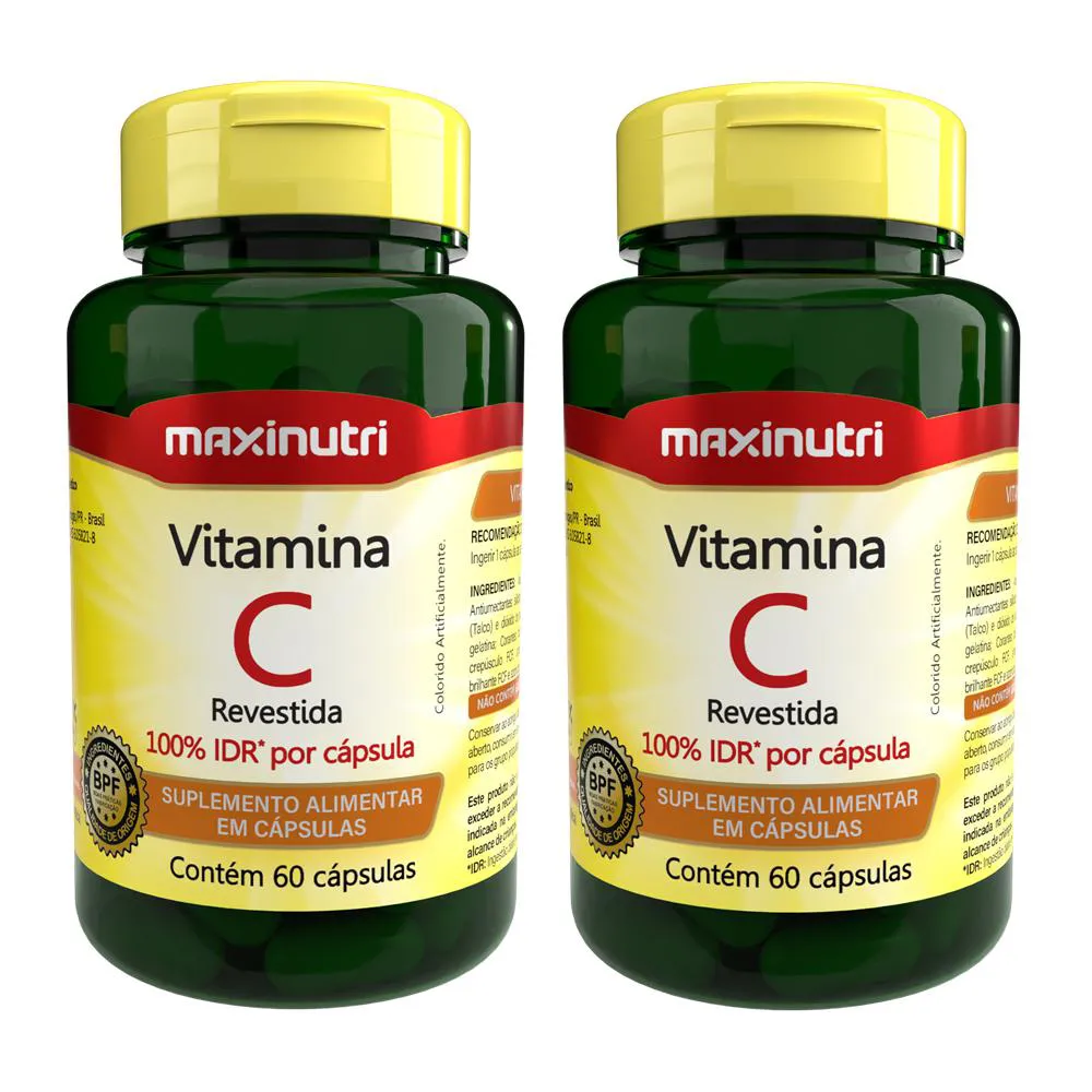KIT 2 VITAMINAS C REVESTIDA 100% IDR 60 CAPSULAS MAXINUTRI