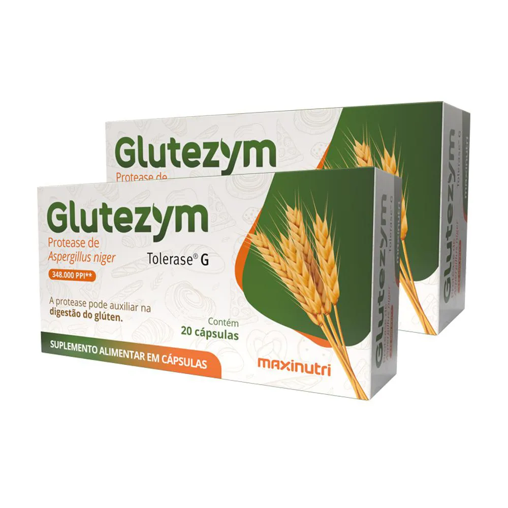 KIT 2 GLUTEZYM AUXILIA NA DIGESTãO DO GLúTEN 20 CáPSULAS MAXINUTRI