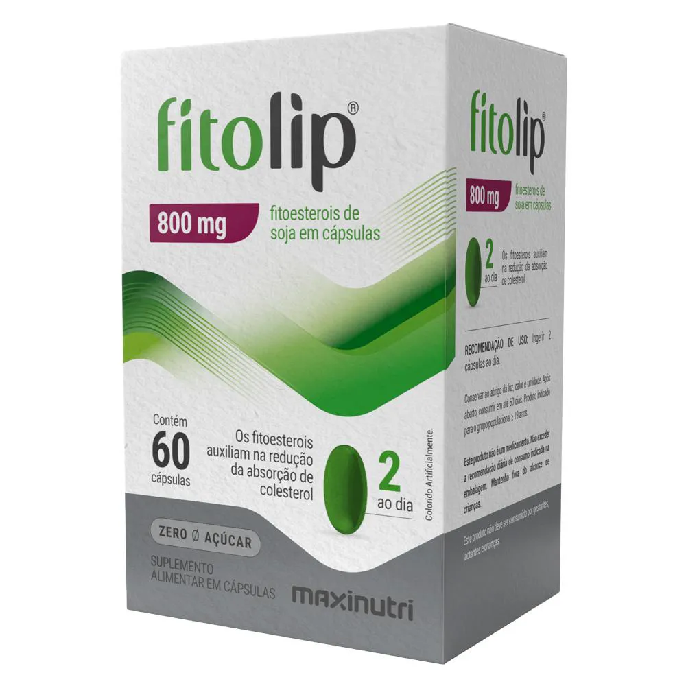 FITOLIP FITOESTEROL DE SOJA 800MG ZERO AçUCAR 60 CAPS MAXINUTRI