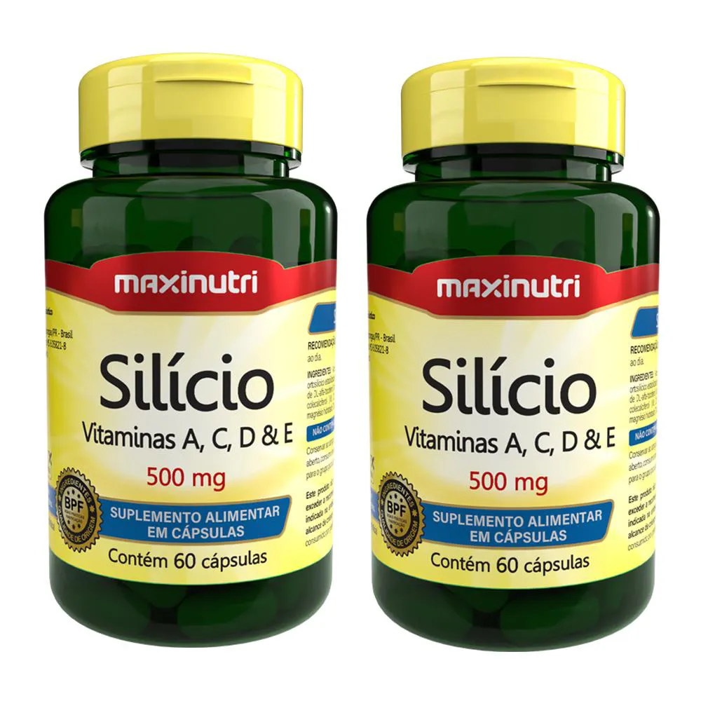 KIT 2 SILíCIO VITAMINAS ACDE 60 CAPSULAS MAXINUTRI