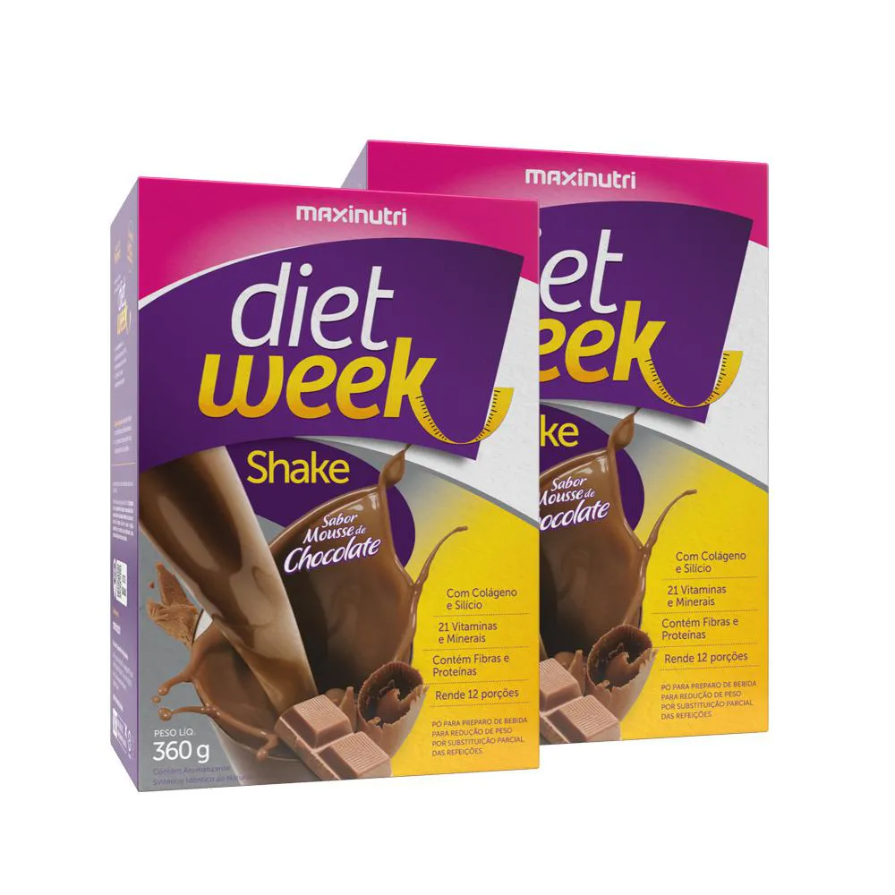 KIT 2 DIET WEEK SHAKE MOUSSE DE CHOCOLATE 360G MAXINUTRI