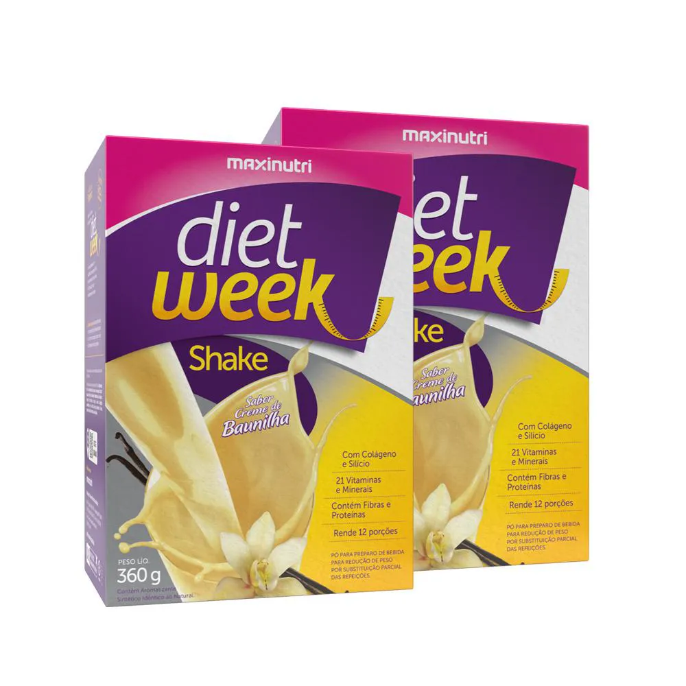 KIT 2 DIET WEEK SHAKE SABOR BAUNILHA 360G MAXINUTRI