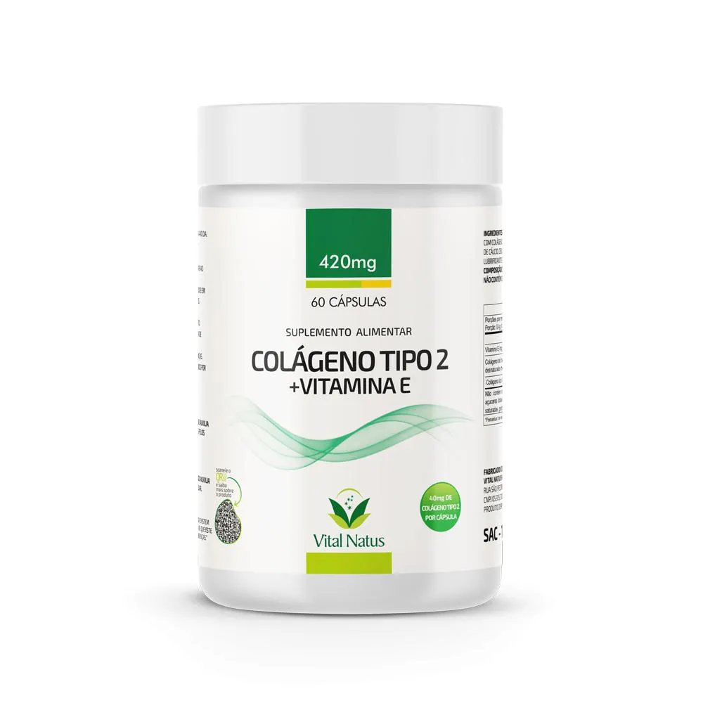 COLÁGENO TIPO 2 + VITAMINA E 420MG C/ 60 CÁPSULAS