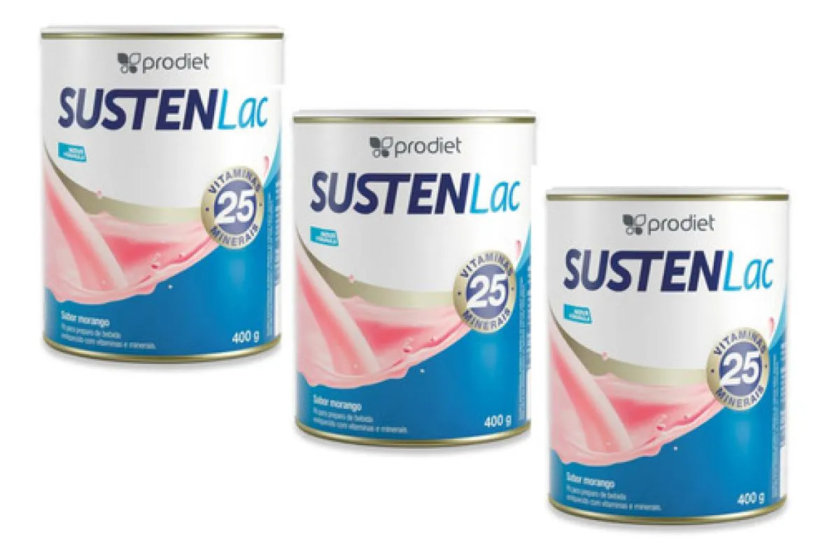 KIT 3UN SUSTENLAC MORANGO PRODIET COMPLEMENTO ALIMENTAR 400G