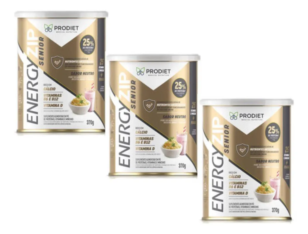 KIT 3UN ENERGYZIP SENIOR SEM SABOR 370G - PRODIET