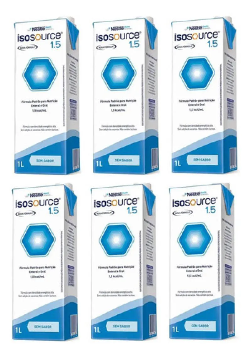 KIT 6 UN ISOSOURCE 1.5 1000ML - NESTLé SABOR BAUNILHA 1L