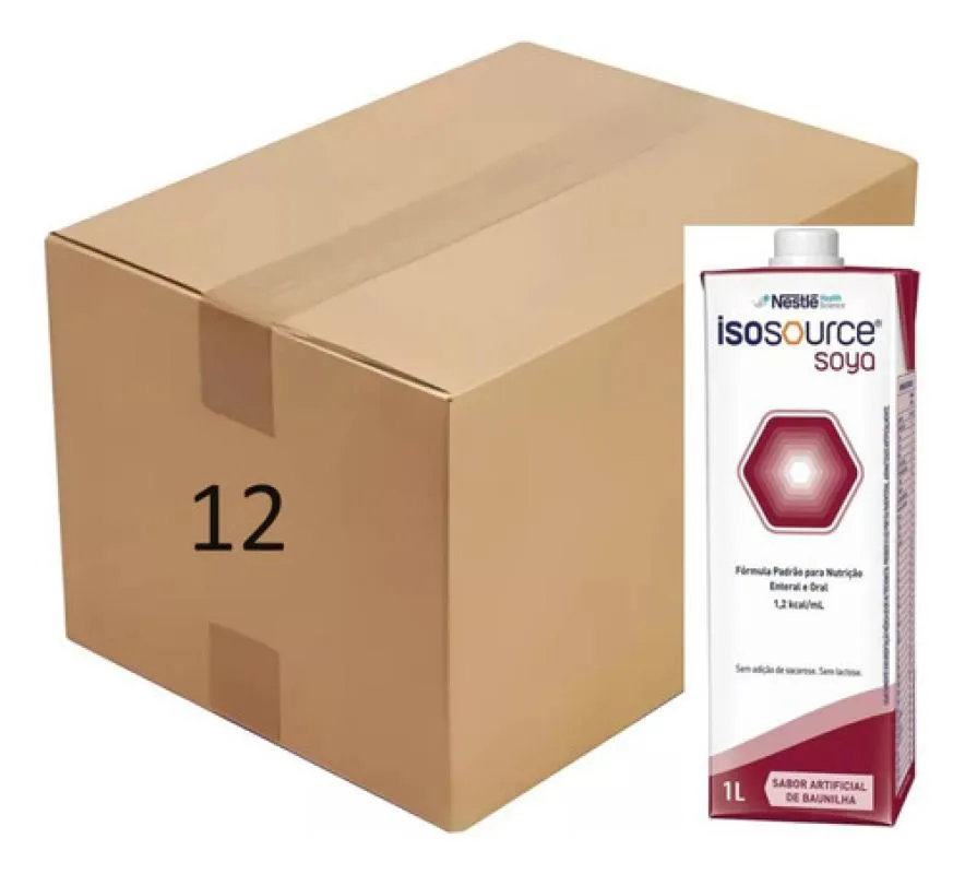 KIT 12 ISOSOURCE SOYA 1.2 1000ML - NESTLé - SABOR BAUNILHA 1L