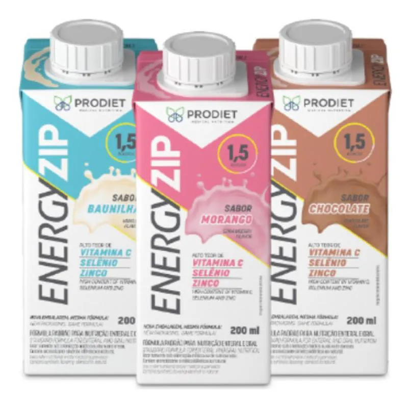KIT 12 ENERGYZIP 200ML CHOCOLATE MORANGO OU BAUNILHA PRODIET