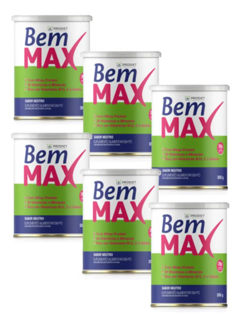 KIT 6 UN BEMMAX 25G PROTEíNA SEM SABOR 350G  PRODIET Neutro