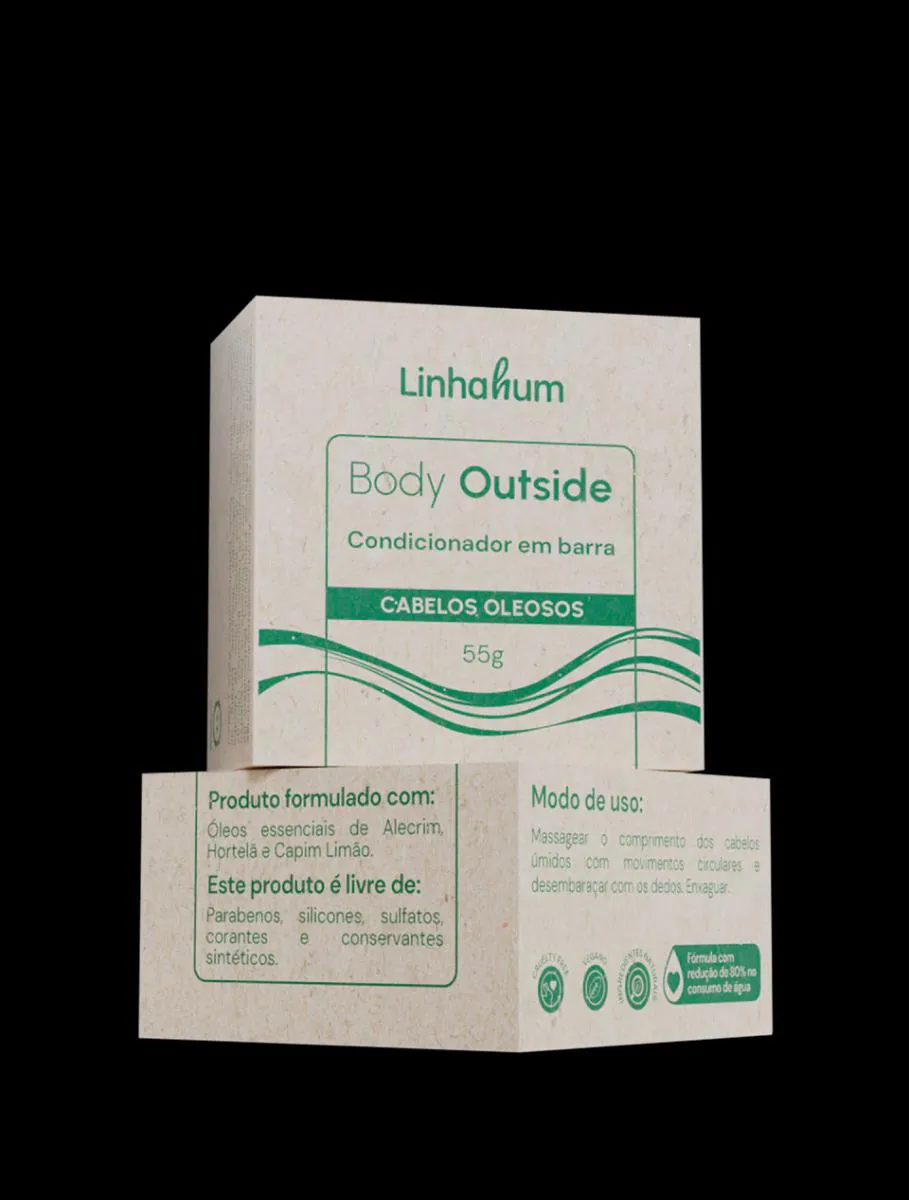 CONDICIONADOR BARRA BODY OUTSIDE CABELOS ÓLEOSOS 55G LINHAHUM