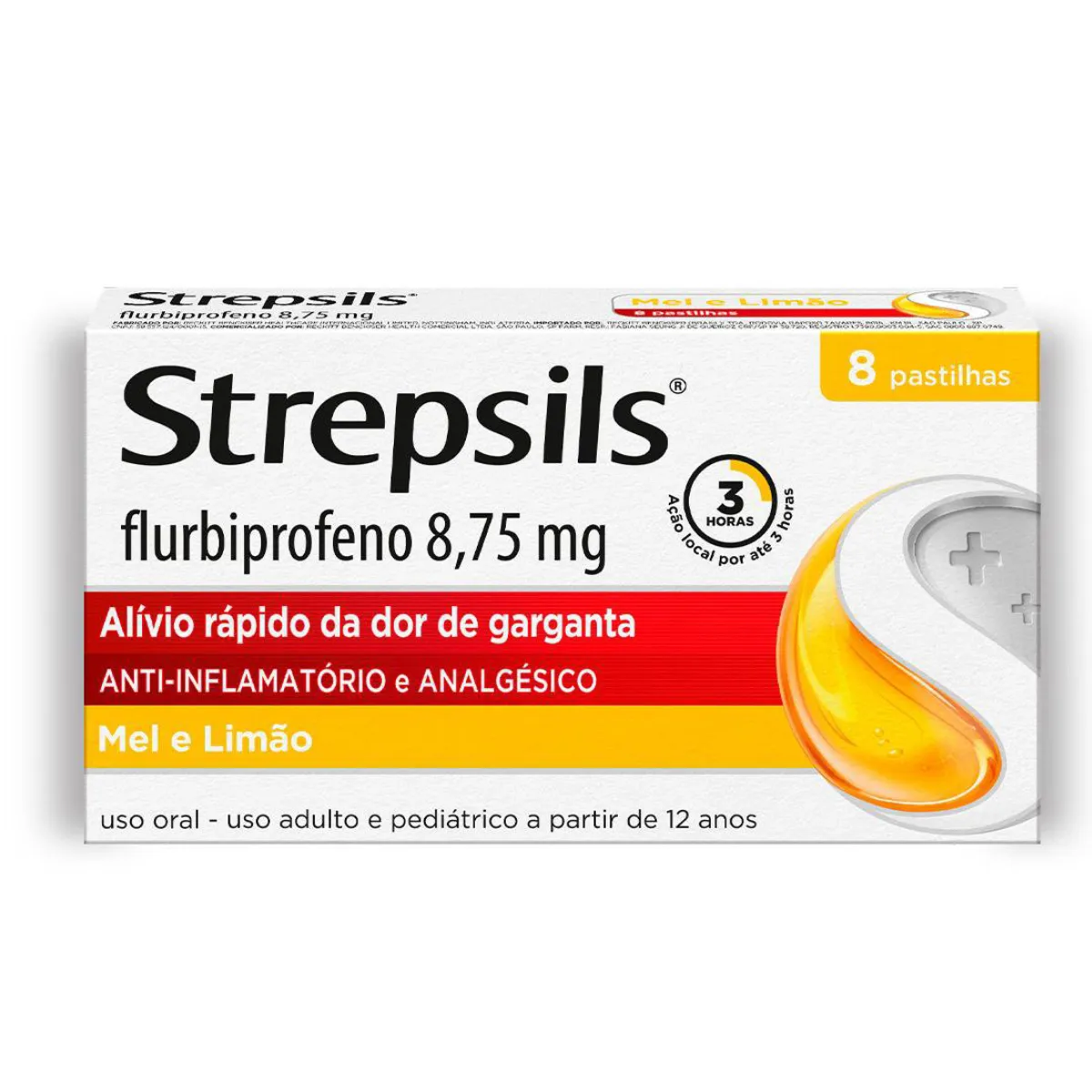 Pastilhas para Garganta 8 Pastilhas Strepsils Mel e Limão | Droga Raia