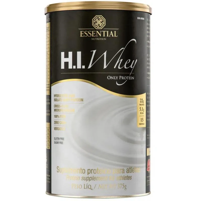 HI WHEY PROTEIN - PROTEINA ISOLADA E HIDROLISADA - SEM SABOR - (375G) - ESSENTIAL NUTRITION