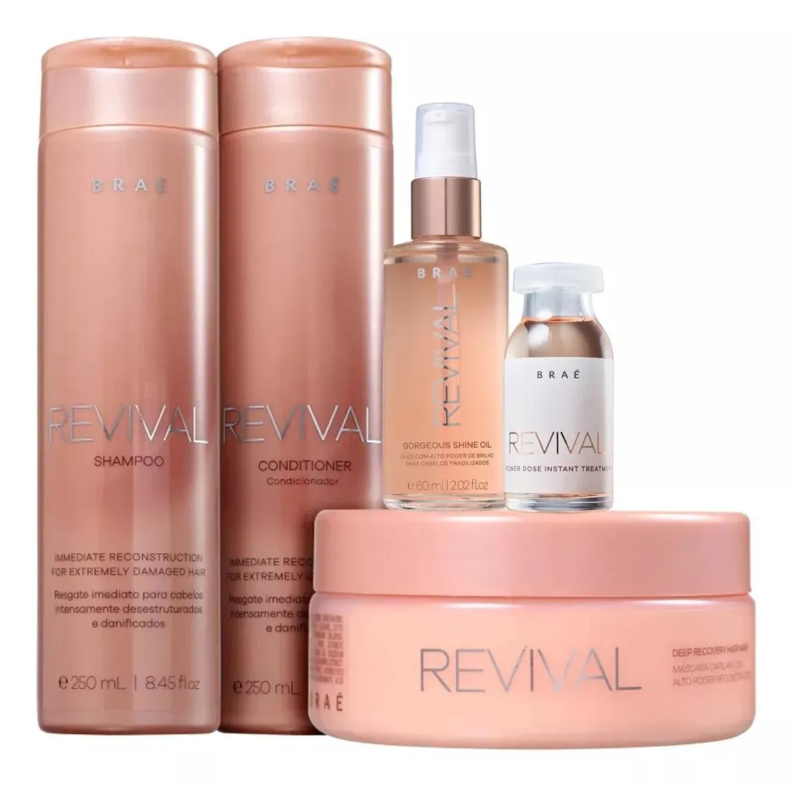 KIT BRAé REVIVAL (SHAMPOO + CONDICIONADOR + MáSCARA + AMPOLA + ÓLEO)
