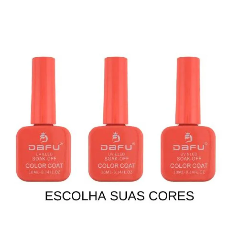 KIT 3 ESMALTE GEL COLOR COAT UV/LED 10ML COR VARIADA  - DAFU