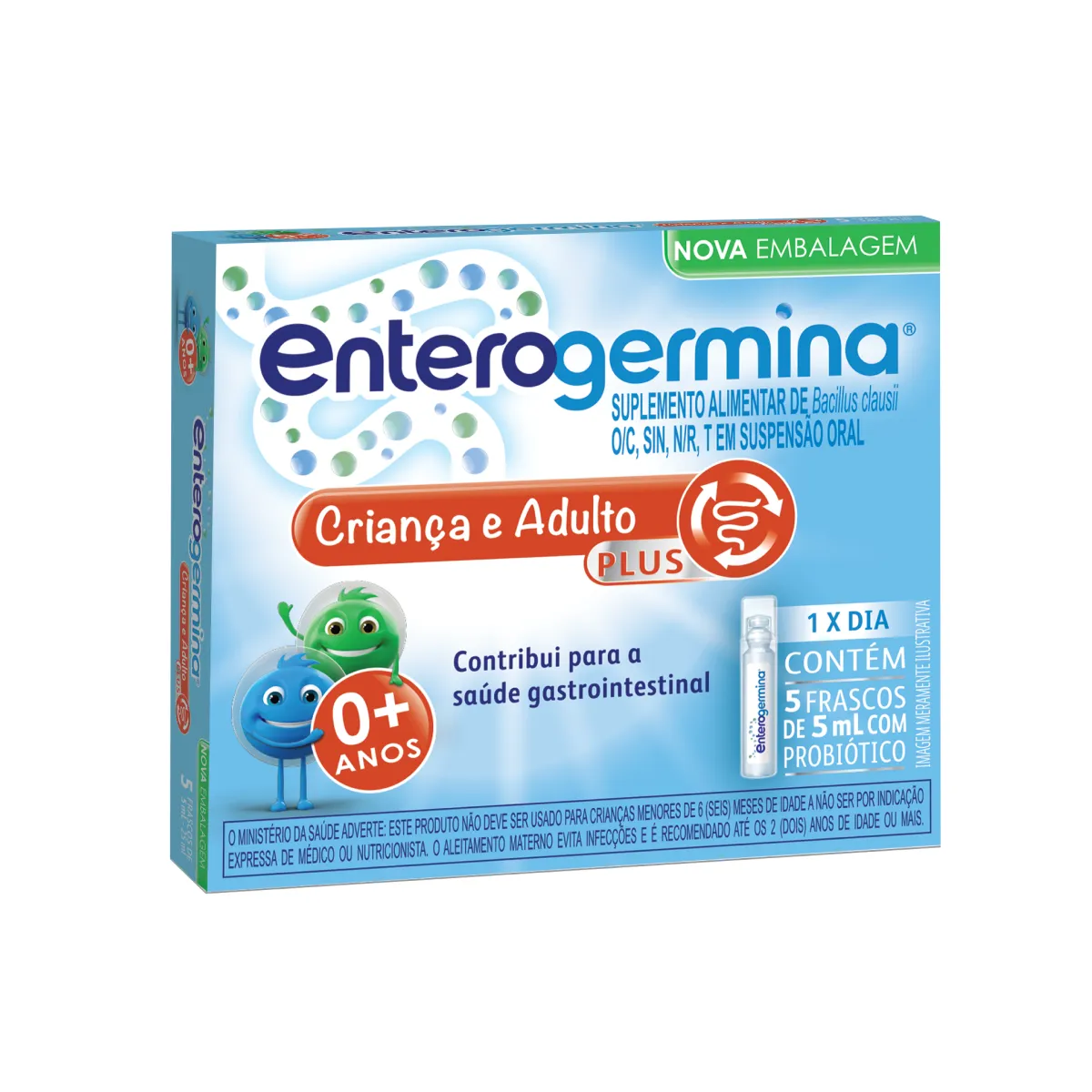 Probiótico Enterogermina Plus com 5 frascos de 5ml cada | Droga Raia