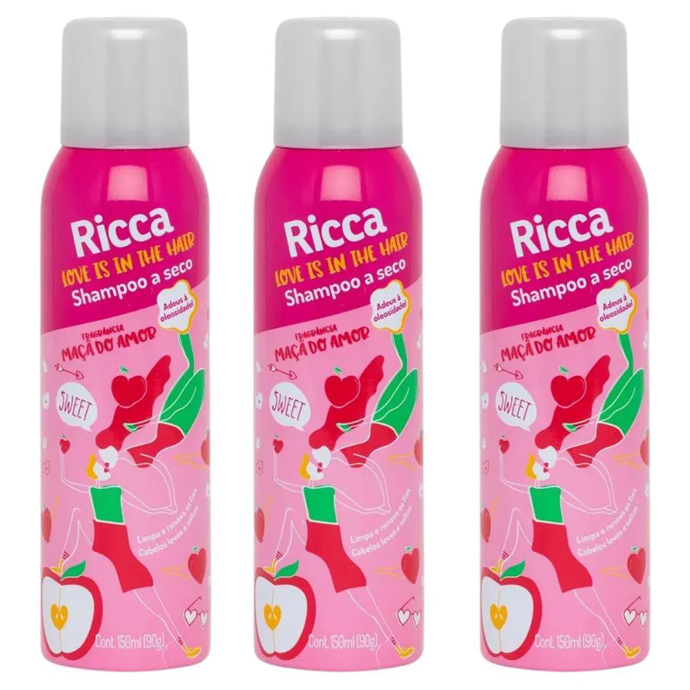 SHAMPOO A SECO BELLIZ RICCA MAçA DO AMOR C/3 150ML