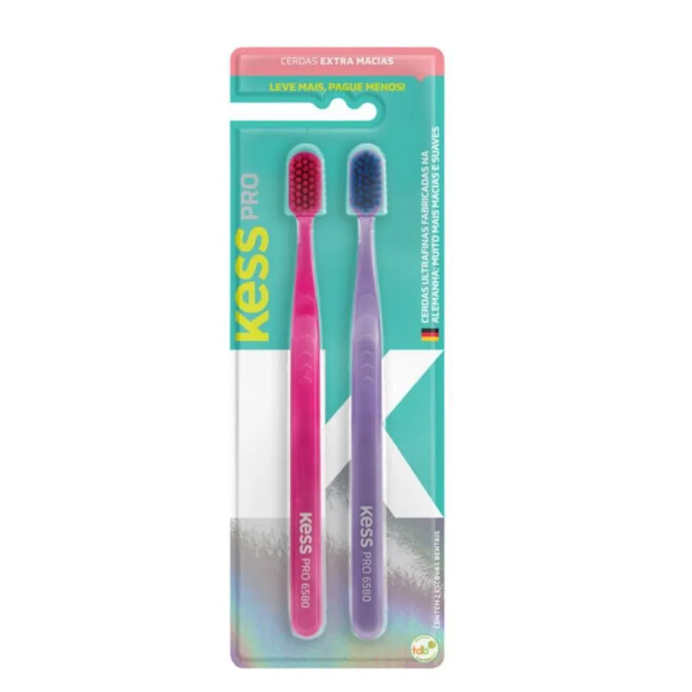ESCOVA DENTAL EXTRA MACIAS KESS PRO BELLIZ ROSA/ROXO C/2 UN