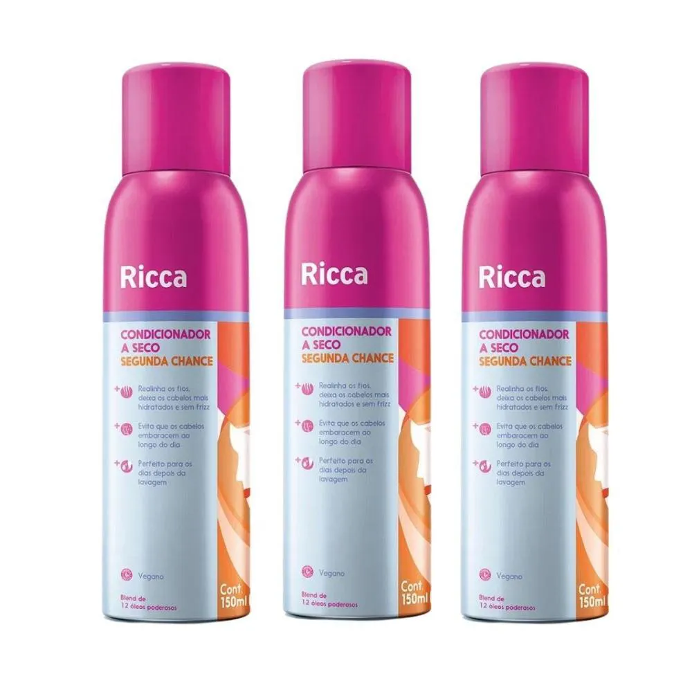 KIT CONDICIONADOR A SECO SEGUNDA CHANCE RICCA BELLIZ 150ML C/3