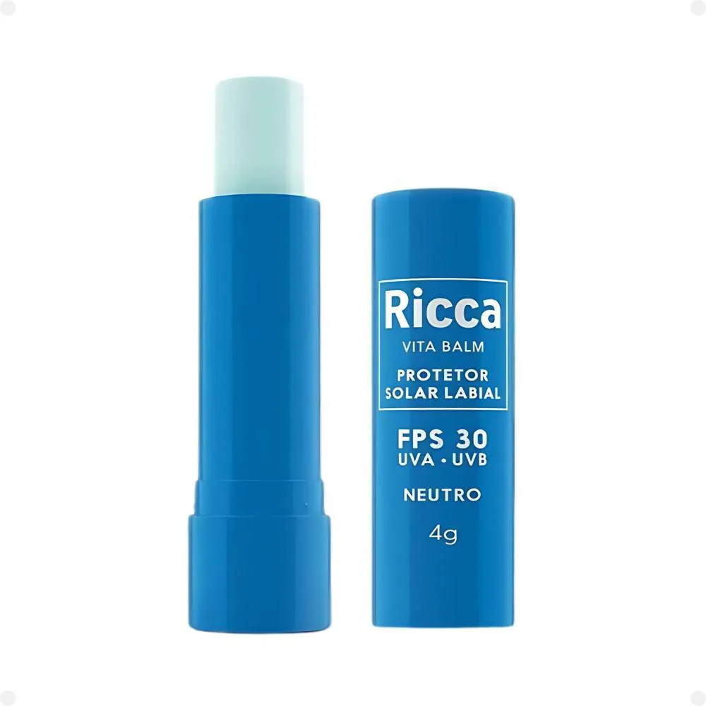 PROTETOR SOLAR LABIAL RICCA VITA BALM NEUTRO FPS 30 CóD:3813