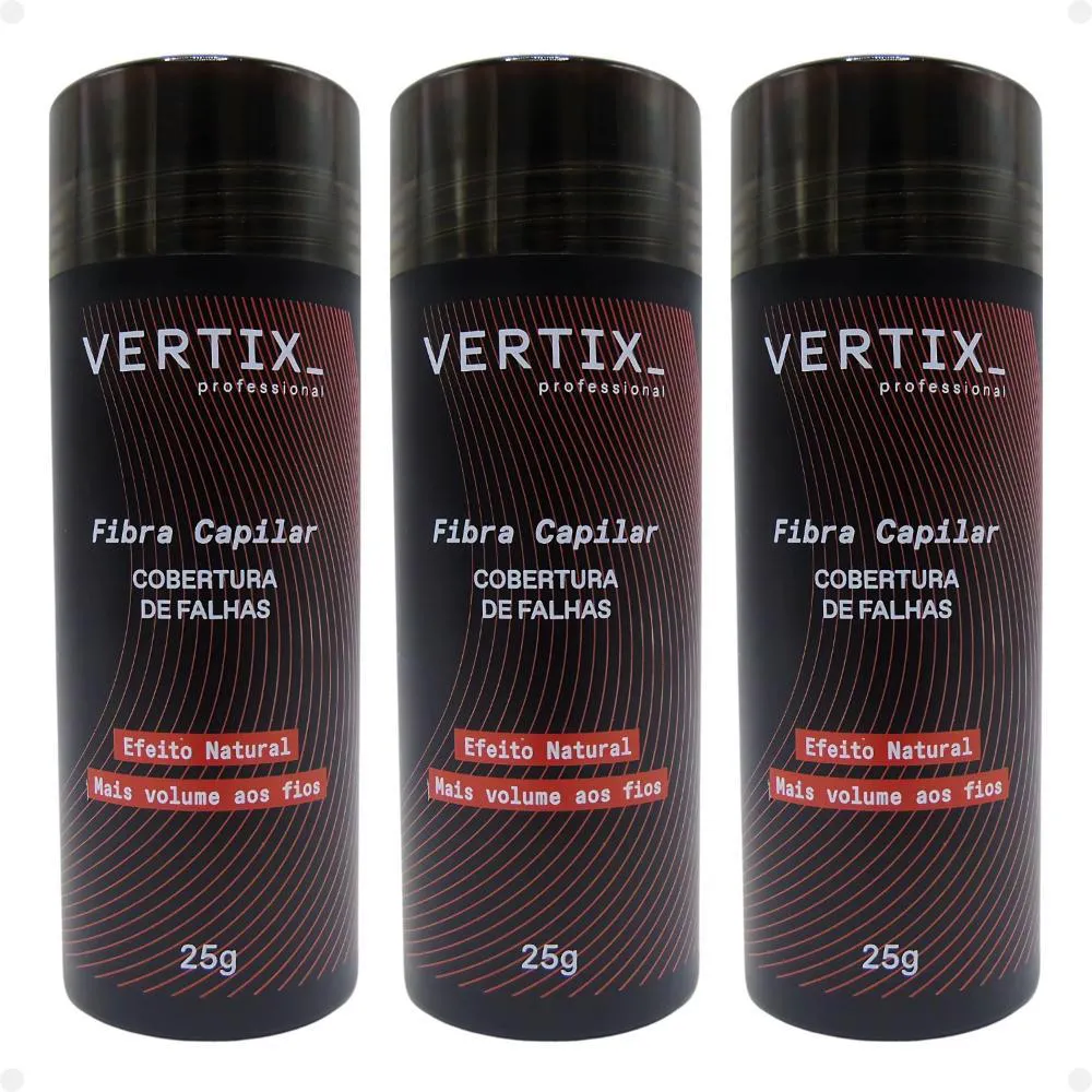 KIT VERTIX: 3 FIBRAS CAPILAR CASTANHO MéDIO CóD.2813 25G