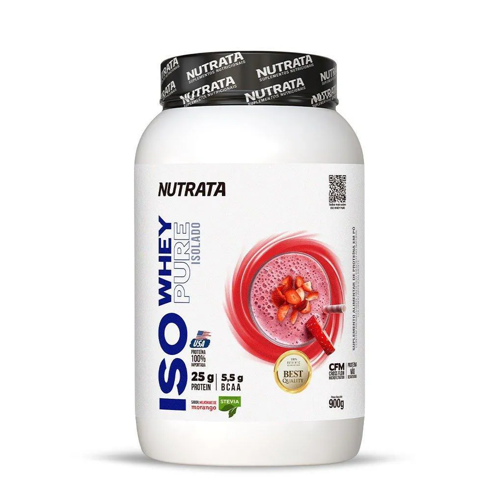 ISO WHEY PURE NUTRATA MILKSHAKE DE MORANGO 900G