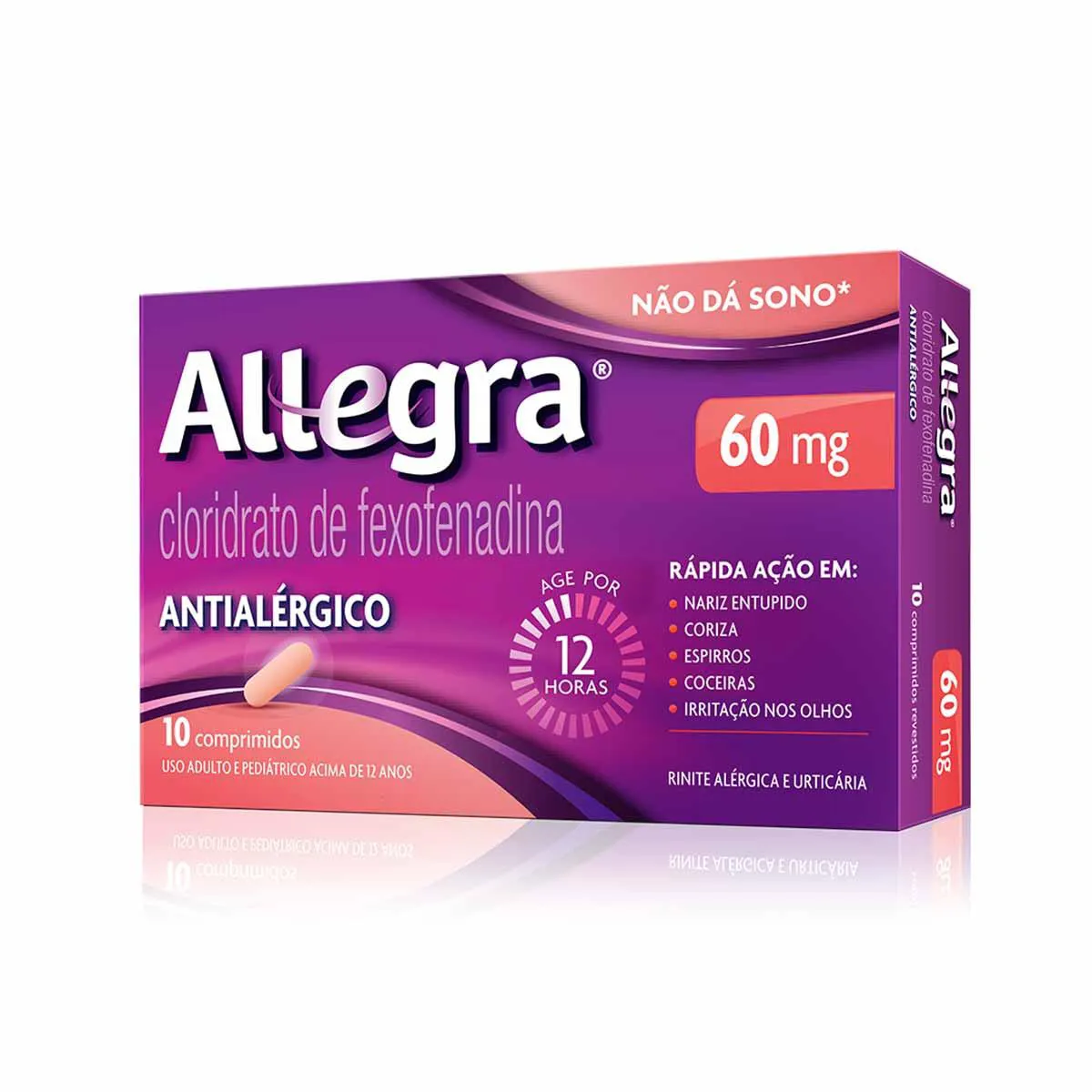 Antialérgico Allegra Cloridrato de Fexofenadina 60mg 10 comprimidos