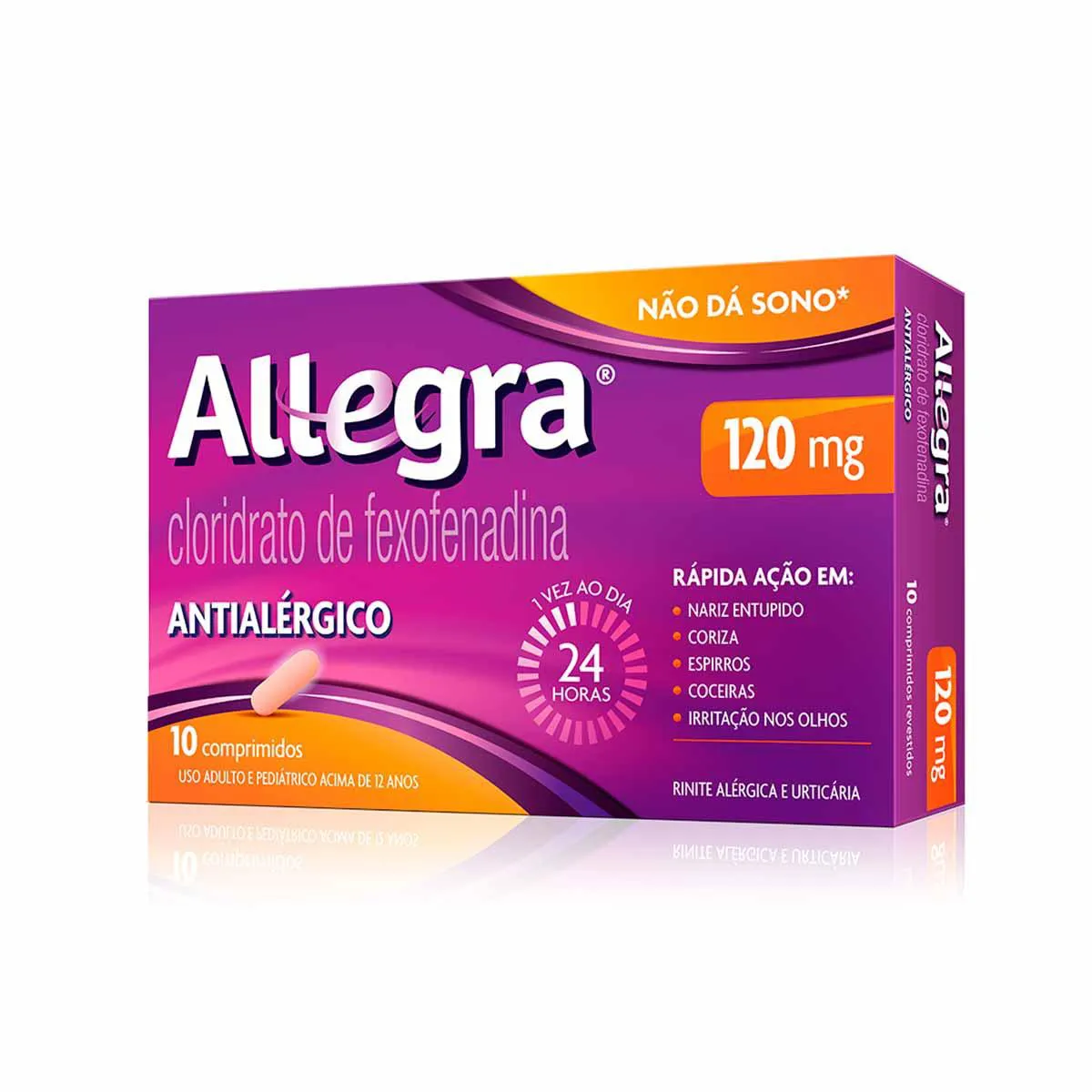 Antialérgico Allegra Cloridrato de Fexofenadina 120mg 10 comprimidos